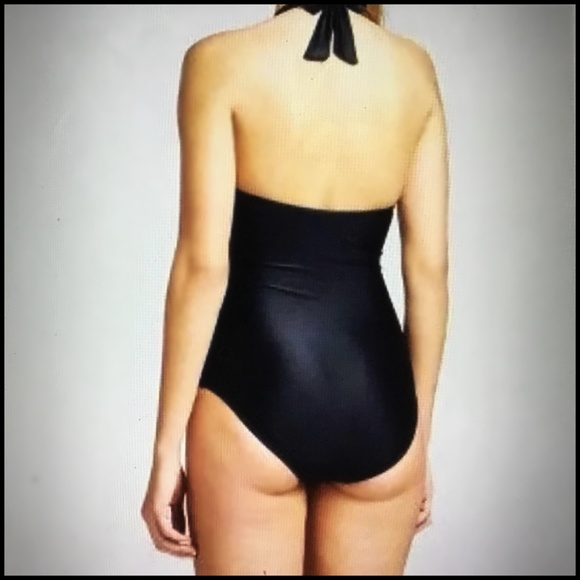 NWT Knox Rose Black 1 Piece Halter Style Swimsuit - Picture 6 of 8